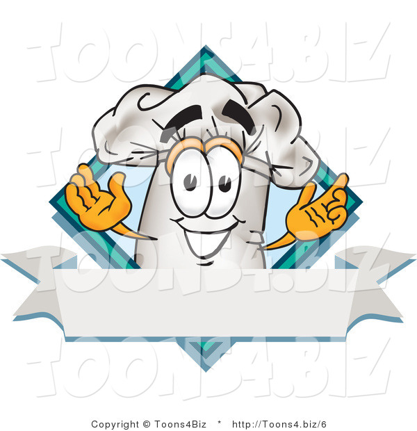 Vector Illustration of a Chef Hat Mascot over a Blank Banner