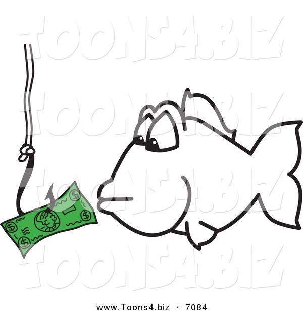 Vector Illustration of a ClipartHook Fishing for Money - Royalty Free Vector Illustration