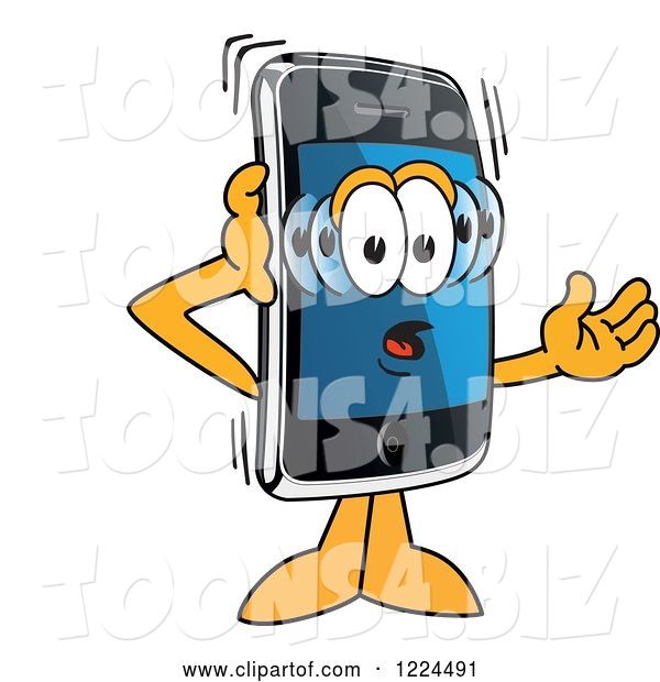 Vector Illustration of a Confused Cartoon Smart Phone Mascot