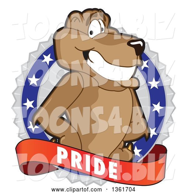 Vector Illustration of a Cougar School Mascot on a Pride Badge