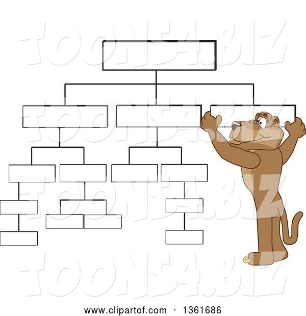 Vector Illustration of a Cougar School Mascot Setting up a Chart, Symbolizing Organization