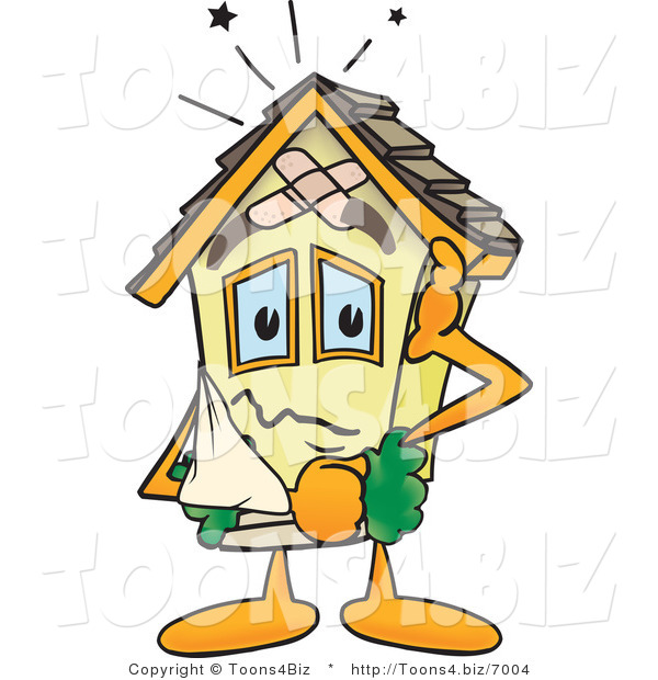 Vector Illustration of a Damaged Cartoon Home Mascot