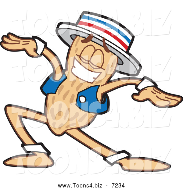 Vector Illustration of a Dancing Peanut Mascot Character