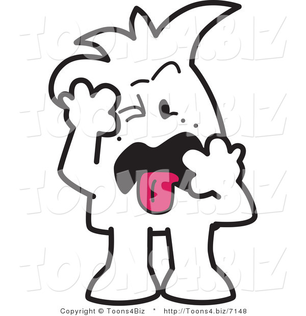 Vector Illustration of a Disgusted Outlined Cartoon Character Sticking Tongue out
