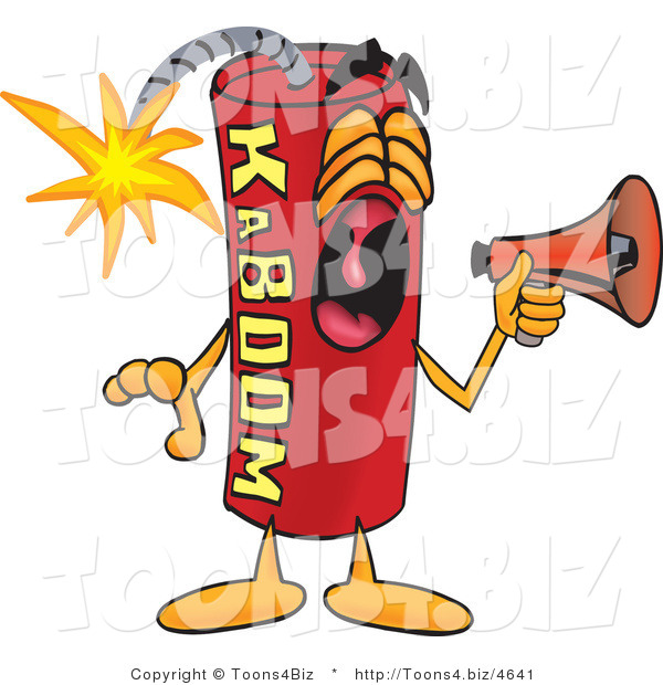 Vector Illustration of a Dynamite Stick Mascot Screaming into a Megaphone