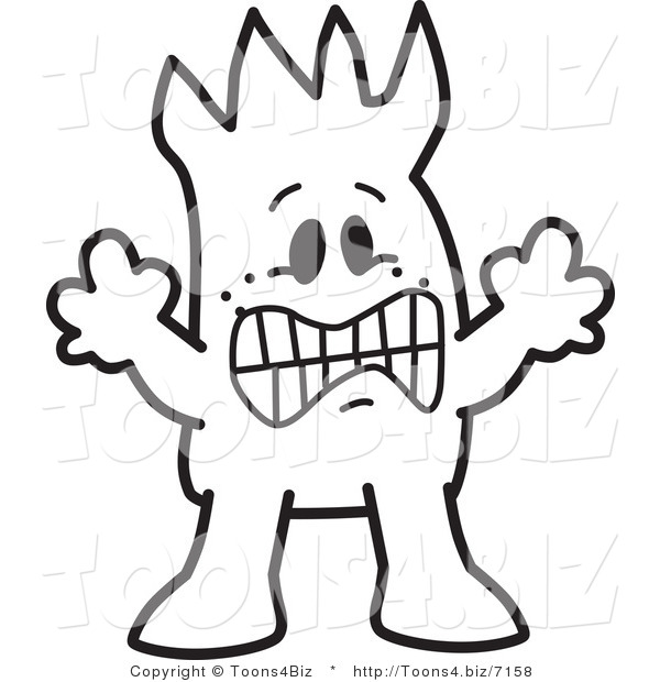 Vector Illustration of a Frightened Cartoon Character Outline