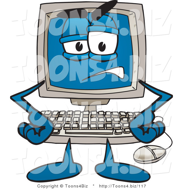 Vector Illustration of a Frustrated Cartoon Computer Mascot