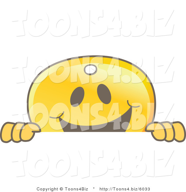 Vector Illustration of a Gold Cartoon Key Mascot Smiling over a Blank Sign