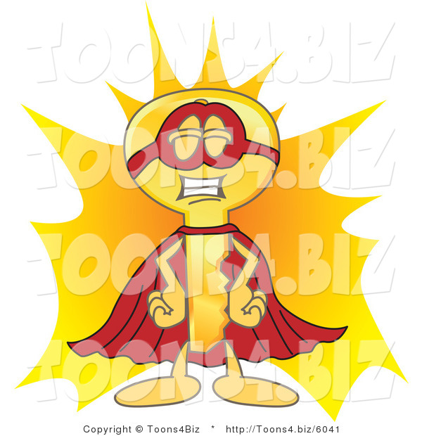 Vector Illustration of a Gold Cartoon Key Mascot Super Hero
