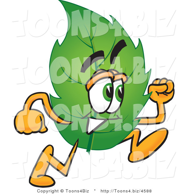 Vector Illustration of a Green Leaf Mascot Running