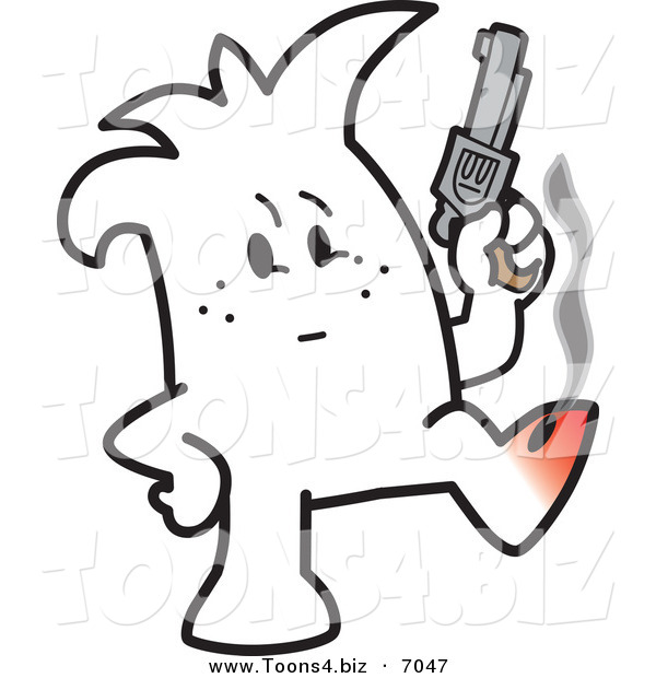 Vector Illustration of a Guy Shooting Himself in the Foot