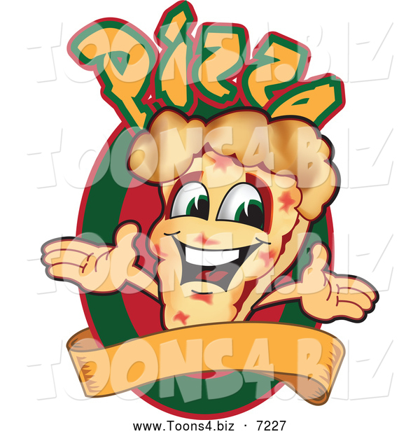 Vector Illustration of a Happy Pizza Mascot Character Sign or Logo 6