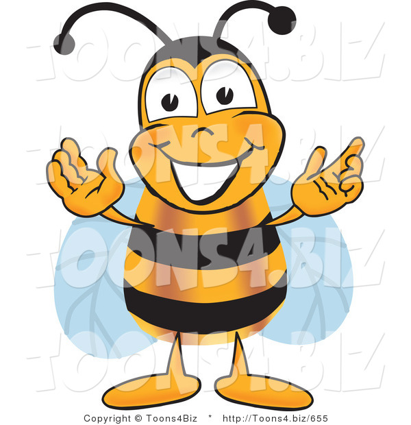 Vector Illustration of a Honey Bee Mascot Greeting with Open Arms