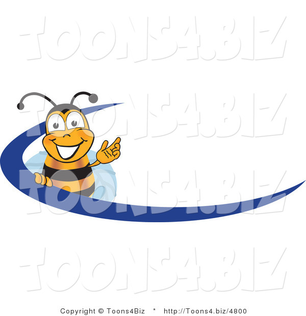 Vector Illustration of a Honey Bee Mascot Logo with a Blue Dash