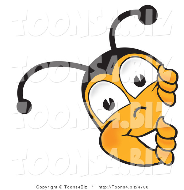 Vector Illustration of a Honey Bee Mascot Peeking His Head Around a Corner