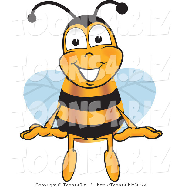 Vector Illustration of a Honey Bee Mascot Sitting