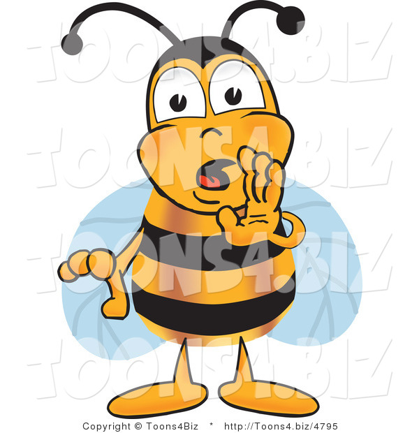 Vector Illustration of a Honey Bee Mascot Whispering and Gossiping