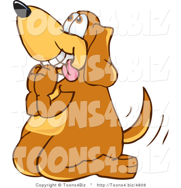 Vector Illustration of a Hound Dog Mascot Begging for a Walk or Treats