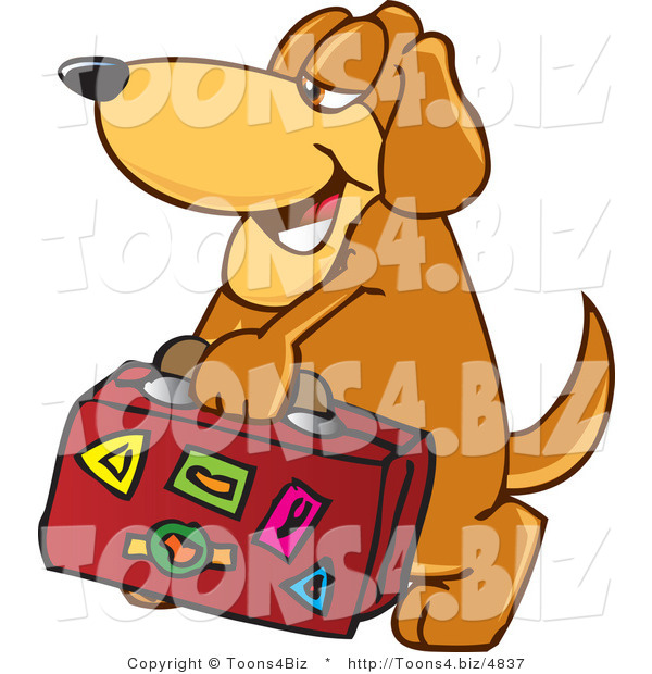 Vector Illustration of a Hound Dog Mascot Carrying Luggage