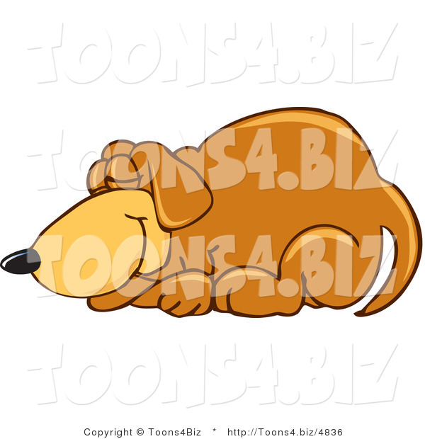 Vector Illustration of a Hound Dog Mascot Curled up and Sleeping