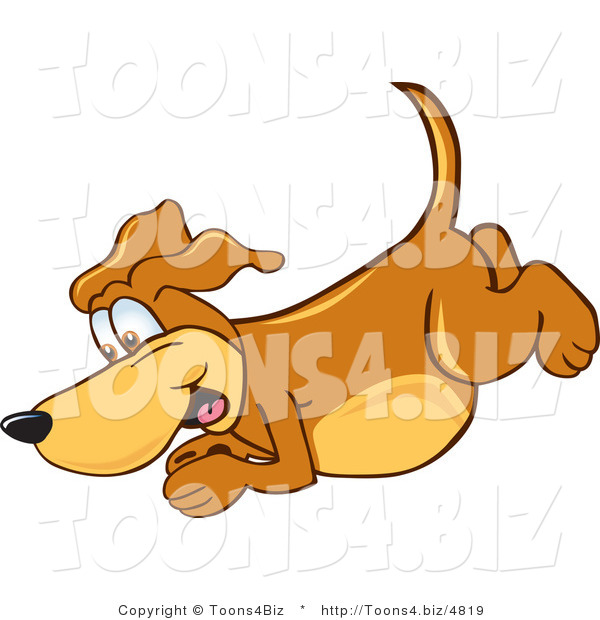Vector Illustration of a Hound Dog Mascot Diving or Jumping