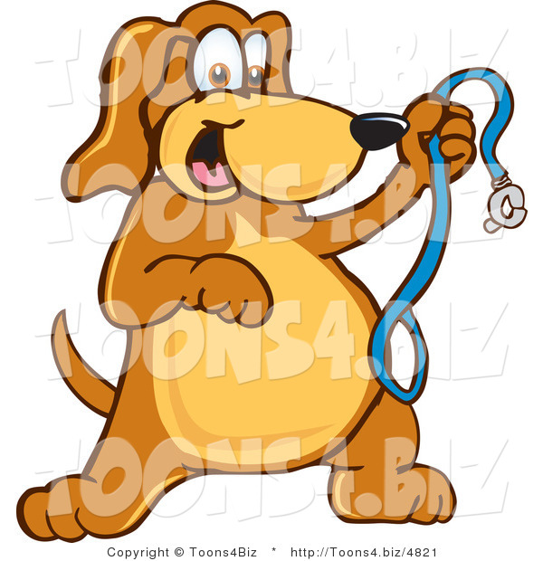 Vector Illustration of a Hound Dog Mascot Holding a Leash, Ready for a Walk