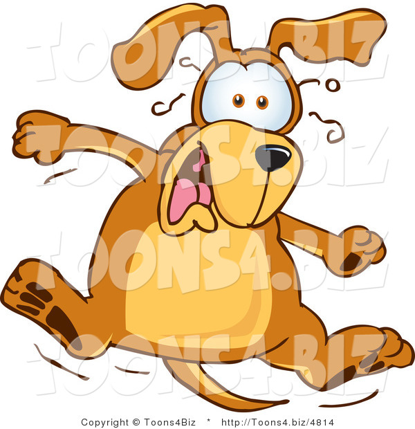 Vector Illustration of a Hound Dog Mascot Jumping in Shock