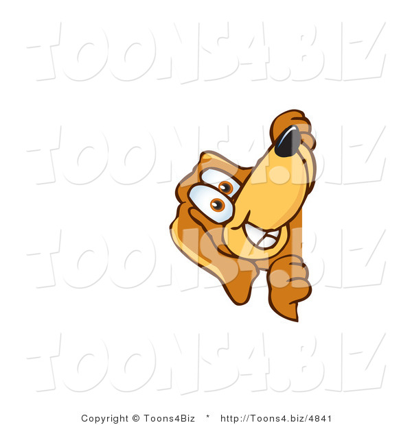Vector Illustration of a Hound Dog Mascot Peeping Around a Corner