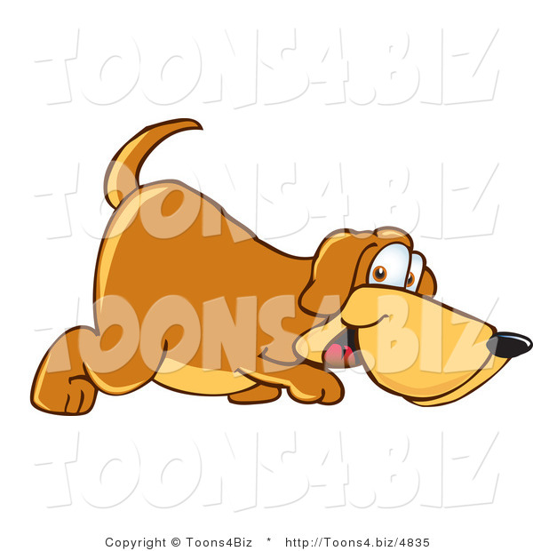 Vector Illustration of a Hound Dog Mascot Sniffing the Ground