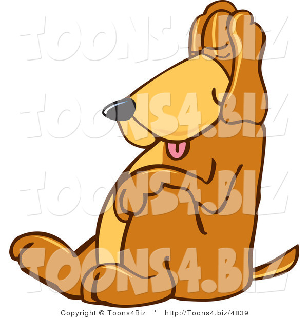 Vector Illustration of a Hound Dog Mascot, Tired and Worn Out, Sleeping While Sitting up