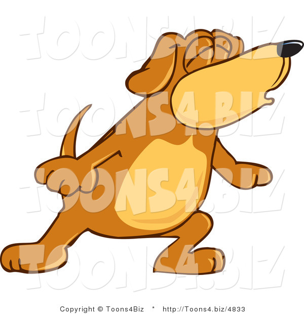 Vector Illustration of a Hound Dog Mascot with Closed Eyes, Singing or Howling