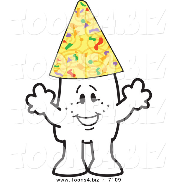 Vector Illustration of a New Year Guy Wearing a Party HatNew Year Guy Wearing a Party Hat