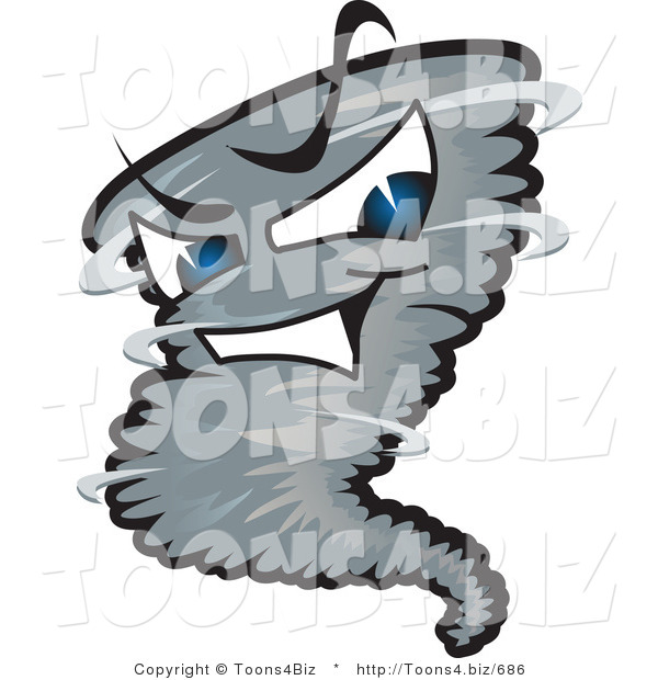 Vector Illustration of a Powerful Cartoon Tornado Mascot