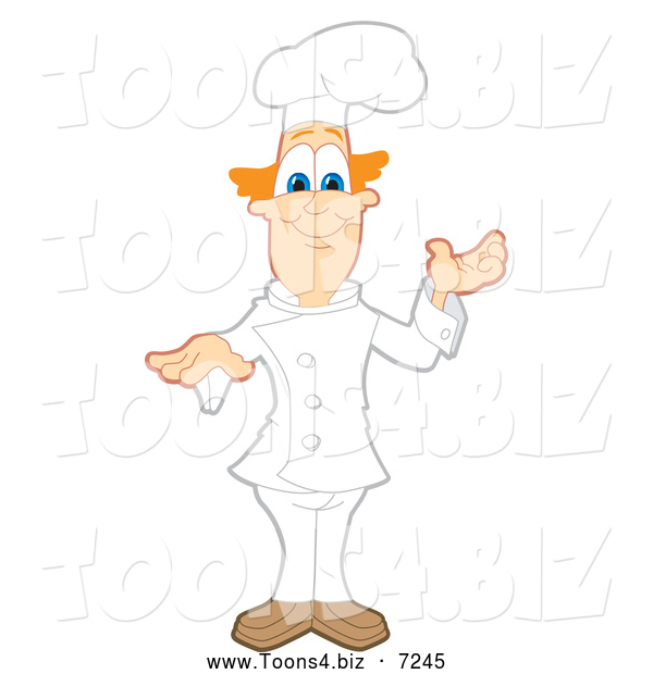 Vector Illustration of a Presenting Red Haired Chef