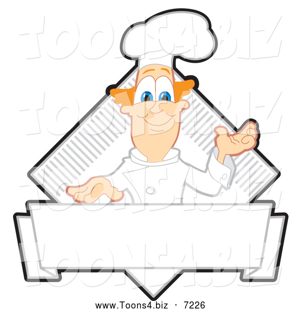 Vector Illustration of a Presenting Red Haired Chef Logo or Sign
