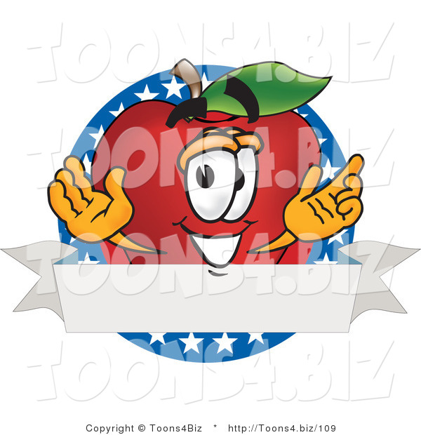 Vector Illustration of a Red Apple Mascot Logo with Stars