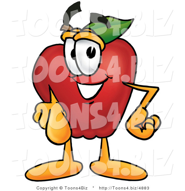 Vector Illustration of a Red Apple Mascot Pointing at the Viewer