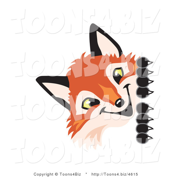 Vector Illustration of a Red Fox Mascot Peeking Around a Corner