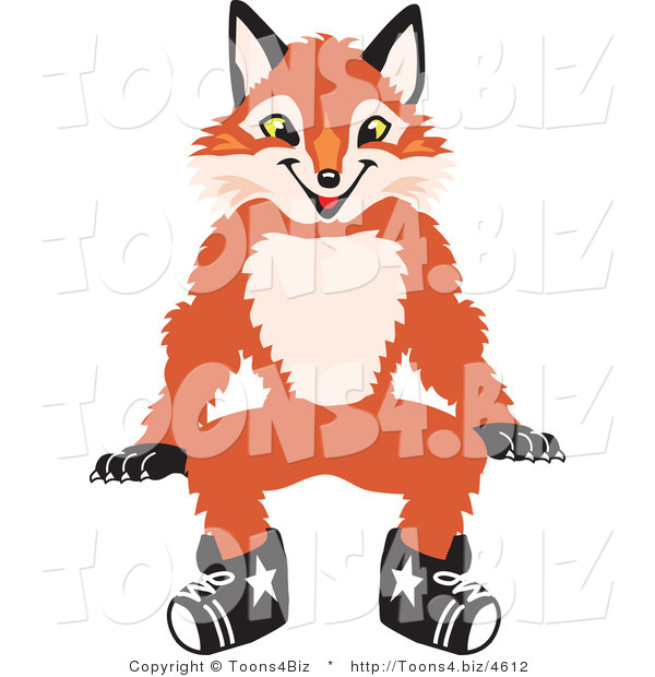 Vector Illustration of a Red Fox Mascot Sitting