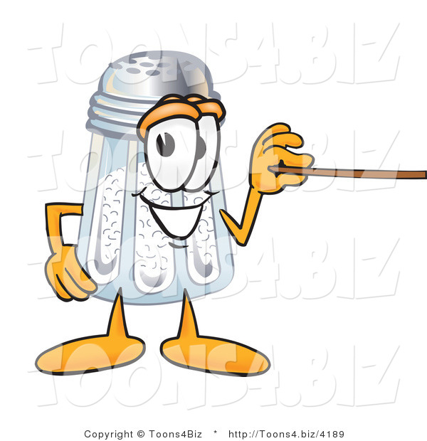 Vector Illustration of a Salt Shaker Mascot Holding a Pointer Stick