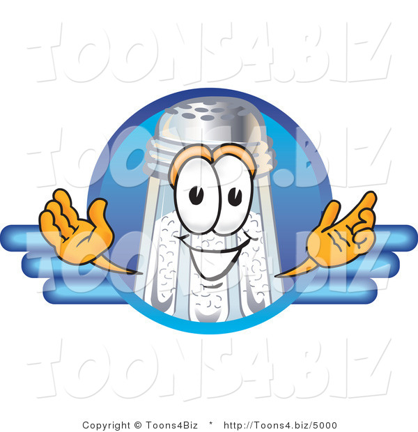 Vector Illustration of a Salt Shaker Mascot on a Blank Blue Business Logo