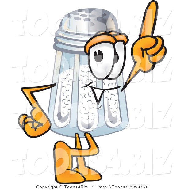 Vector Illustration of a Salt Shaker Mascot Pointing Upwards