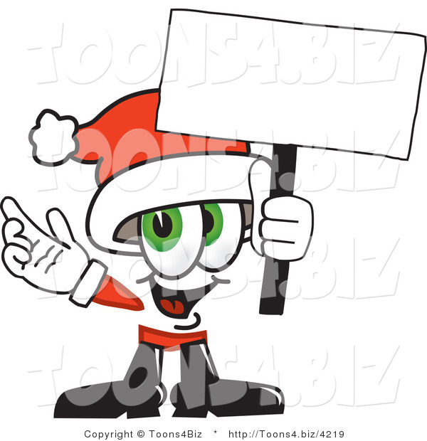 Vector Illustration of a Santa Mascot Holding a Blank Sign