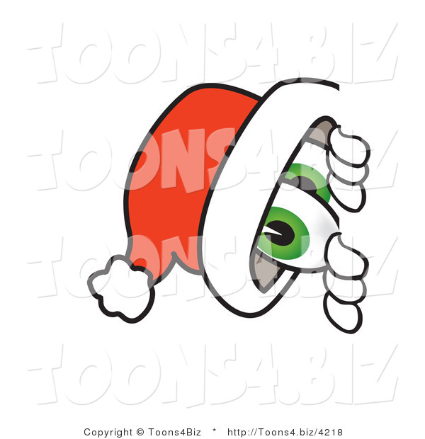 Vector Illustration of a Santa Mascot Peeking Around a Corner