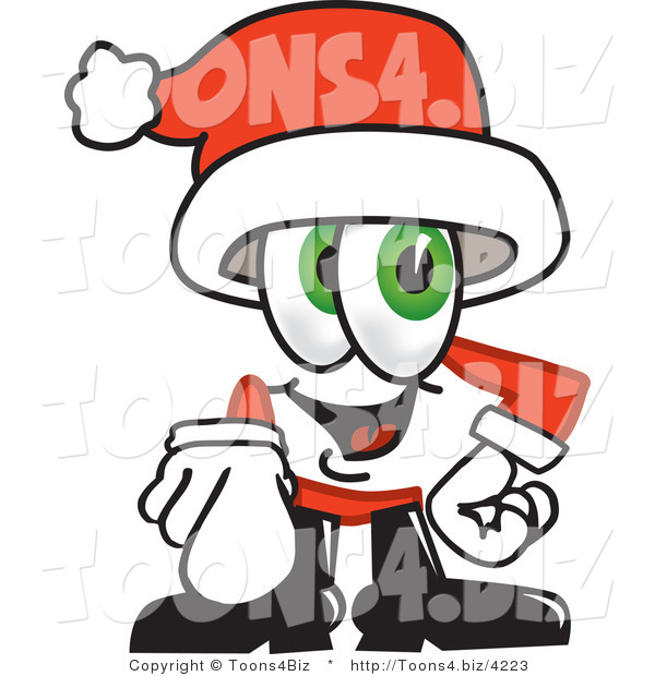 Vector Illustration of a Santa Mascot Pointing at the Viewer