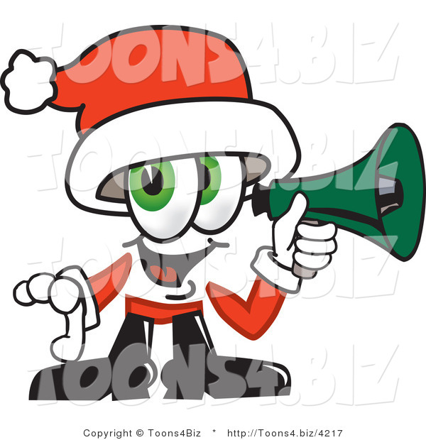 Vector Illustration of a Santa Mascot Screaming into a Megaphone