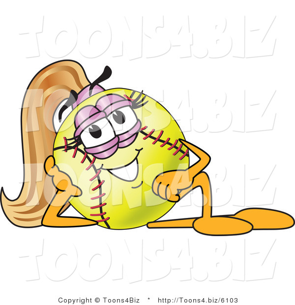 Vector Illustration of a Softball Girl Mascot Reclined