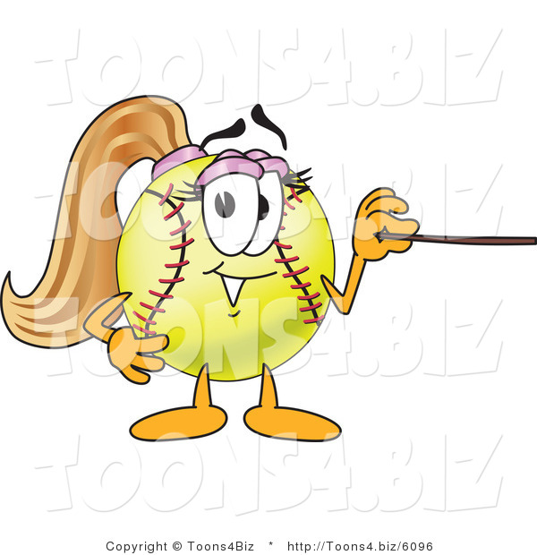 Vector Illustration of a Softball Girl Mascot Using a Pointer Stick