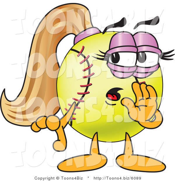 Vector Illustration of a Softball Girl Mascot Whispering