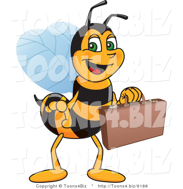 Vector Illustration of a Worker Bee Mascot Carrying a Briefcase